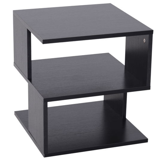 HOMCOM Masuta de cafea joasa cu 3 Etajere, Masuta de Cafea din Lemn, Mobilier Modern cu Economisire a spatiului, Negru, 40x40x43cm