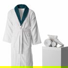 Set de baie barbatesc, 4 piese, 100% bumbac organic, White/Petrol