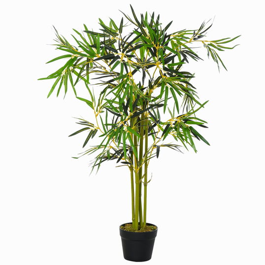 Outsunny Bambus Artificial in Ghiveci, Planta Artificiala Decoratiune pentru Interior si Exterior, Inaltime 120cm, Verde