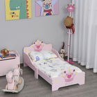 HOMCOM Pat pentru Copii cu Margini Ridicate și 6 Picioare din Lemn pentru Camera Copiilor, Patut pentru Copii de 3-6 Anni, 143x73x60cm, Roz