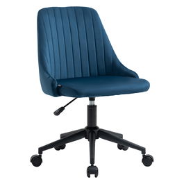 Vinsetto Scaun de Birou din Catifea Albastra cu Inaltime Reglabila, Sacun Ergonomic Pivotant 360 ° si Roti, 50x58x77-85cm