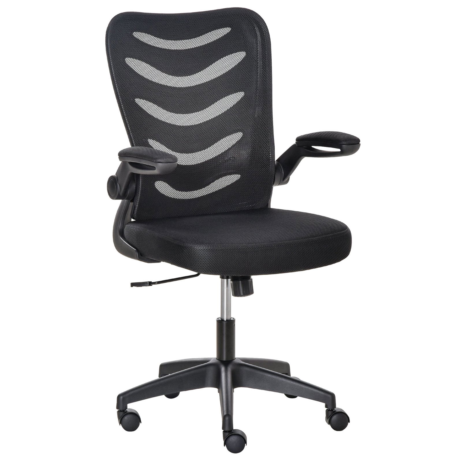 Vinsetto Scaun de Birou Ergonomic, Fotoliu Pivotant, Inaltime Reglabila si Brate care Se Ridica, 58.5x58x94.5-103.5cm, Negru