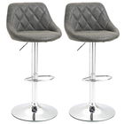 HOMCOM Set 2 Scaune de Bar Pivotante Reglabile in Inaltime din Imitatie de Piele Gri