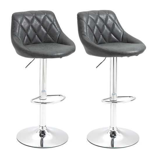 HOMCOM Set de 2 Scaune de Bar Pivotante Inaltime reglabila, din Imitatie din piele 51.5x48x83-104cm, Negru