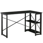 HOMCOM Birou de Colt Retractabil Pliabil cu 2 Rafturi Laterale din Lemn si Metal, Negru, 120x72.5x76.5cm