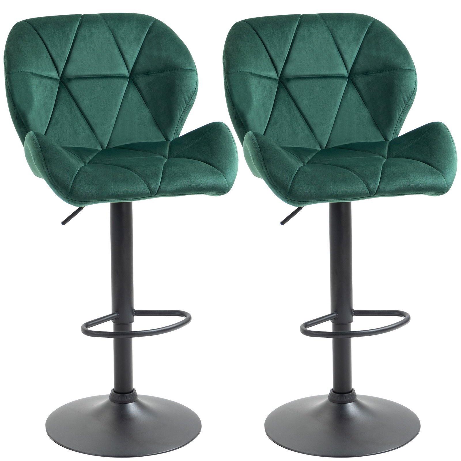 HOMCOM set 2 scaune de bar, rotative, inaltime reglabila, verzi | Aosom Ro