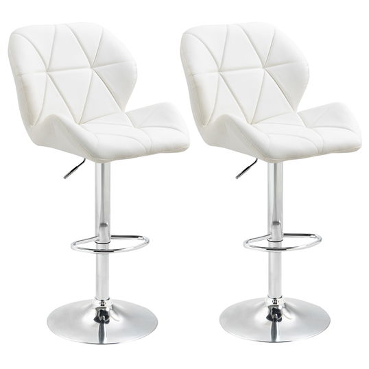 HomCom set 2 scaune de bar pivotante, albe | AOSOM RO