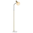 Lampa de Podea Moderna din Metal HOMCOM, Lampa de Design cu Abajur din Sticla pentru Becuri E27 40W, 50x25x160cm, Negru si Auriu