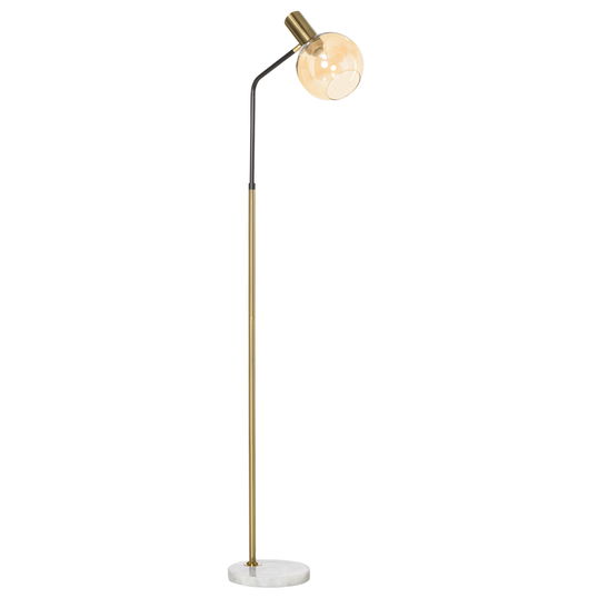 Lampa de Podea Moderna din Metal HOMCOM, Lampa de Design cu Abajur din Sticla pentru Becuri E27 40W, 50x25x160cm, Negru si Auriu