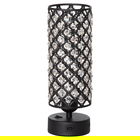 Lampa de Masa HOMCOM cu Abajur din Cristal si 2 Porturi USB, Intensitatea Luminii Reglabila Touch Ф10,8 x 30 cm, Negru