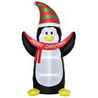 HOMCOM Pinguin gonflabil gigant 243cm, decoratiune pentru Craciun gonflabila pentru interior si exterior cu lumini LED | AOSOM RO