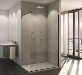 Cabina dus Walk-in SanSwiss Easy 1300xH2000 mm, profil negru mat