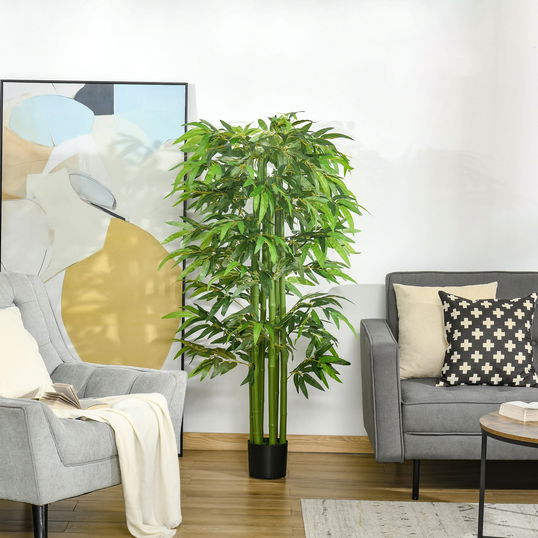 HOMCOM planta artificiala de bambus, cu ghiveci, 160cm, verde | Aosom Ro