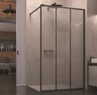 Cabina dus Walk-in SanSwiss Easy Loft Industrie, 140 x H200 cm, profil negru mat