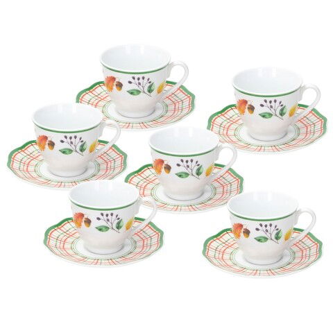 Set 6 cani cu farfurioara Cappettata Biancospino, Tognana, 95 ml, portelan, multicolor