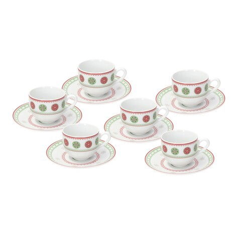 Set 6 cesti cu farfurie Olimpia Stelvio, Tognana, 100 ml, portelan, multicolor