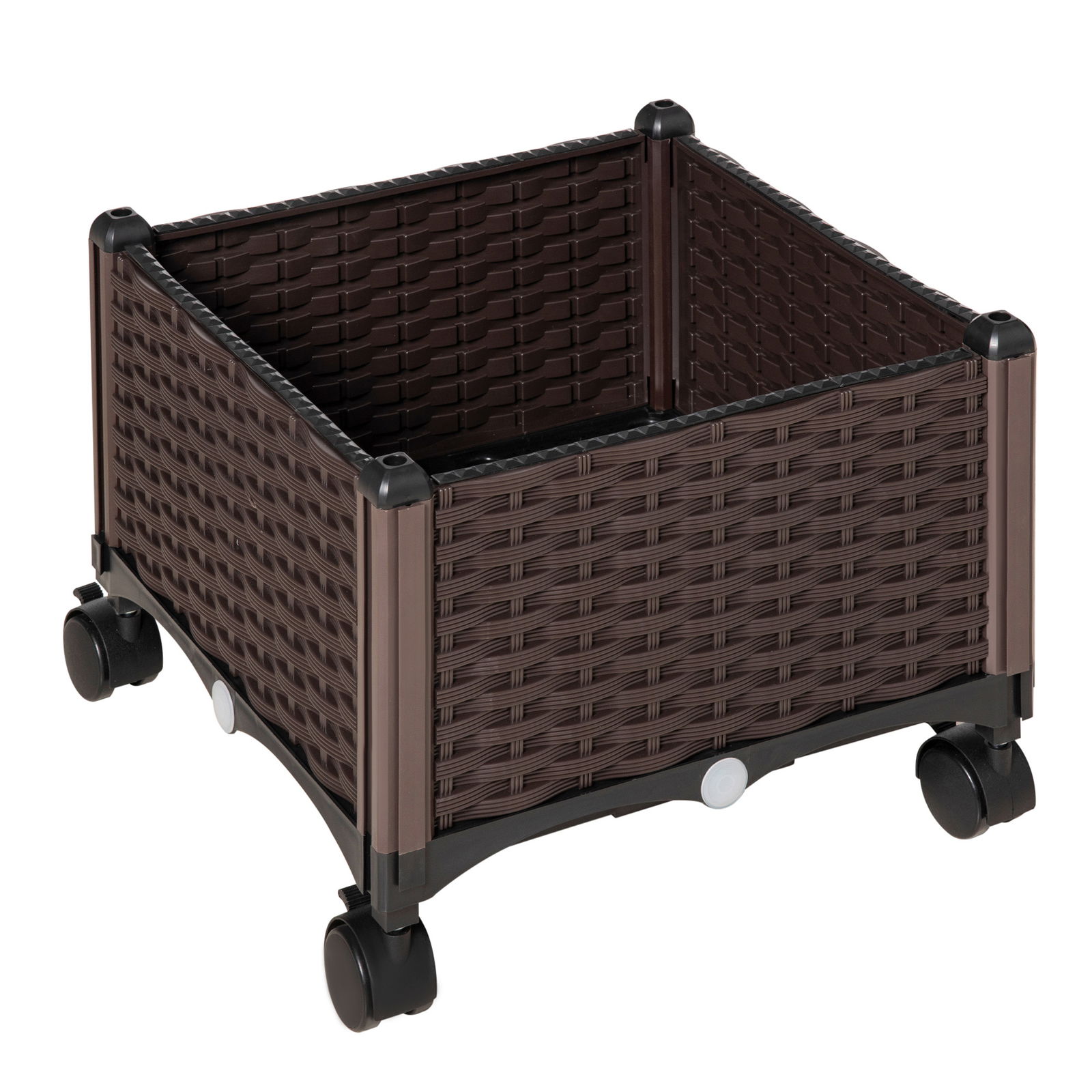 Outsunny Jardiniera de Exterior din Plastic cu 4 Roti , Maro | Aosom Ro