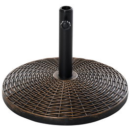 Outsunny Baza Rotunda pentru Umbrela de Soare din Plastic cu Efect de Ratan de 25 kg cu Supoert pentru Stalpi de 35 mm, 38 mm, 48 mm, Bronz