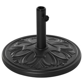 Outsunny Baza Rotunda pentru Umbrela de Soare din Plastic cu Design Floral, Bază de 13 kg cu Suport pentru Stalpi de 35-38-48 mm, Negru