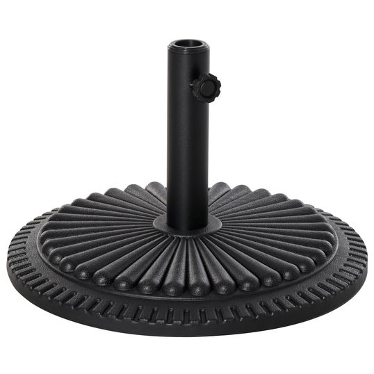 Outsunny Baza Rotunda pentru Umbrela de soare din Plastic cu Decoratiune, Baza de 15 kg cu Suport pentru Stalpi cu Ф35-38-48mm, Ф49x32Acm, Negru