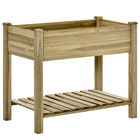 Outsunny Pat de Gradina Inaltat din Lemn cu Polita Inferioara, Jardiniera de Exterior Suport Plante pentru Gradina si Balcon, 91x51x76cm