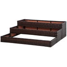 Outsunny Pat de gradina inaltat cu 3 niveluri din ratan fara fund, jardiniera pentru gradina pentru plante, flori si legume, 120x120x40cm, gri talpa