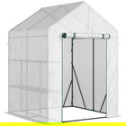 Outsunny sera de gradina, pentru plante, legume, fructe, protectie de frig cu usa tip rulou, 143x143x195cm, alb | AOSOM RO