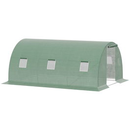 Outsunny Sera Tunel de Exterior sera pentru plante cu Copertina din PE, Usa cu Fermoar si  6 Ferestre, Verde | AOSOM RO