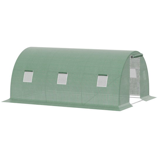 Outsunny Sera Tunel de Exterior sera pentru plante cu Copertina din PE, Usa cu Fermoar si  6 Ferestre, Verde | AOSOM RO