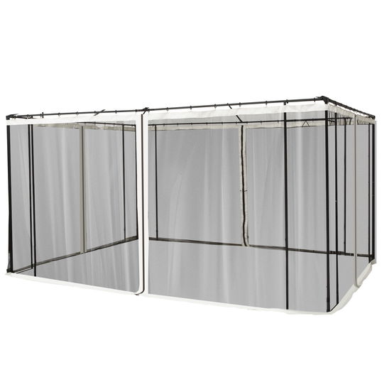 Outsunny Plasa de Tantari pentru Foisor, Perdele de Rezerva Universale cu Balamale, 352x207cm, Negru si Bej,