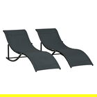 Outsunny Set 2 Sezlonguri de Gradina  Pliabile, Sezlong pentru plaja din Aluminiu si Textilen, Negru, 61x165x63cm