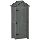 Outsunny Casuta de gradina din lemn, Dulap magazie pentru scule impermeabil cu 3 rafturi detasabile, gri