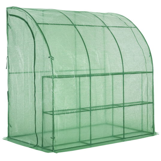 Outsunny Sera de Perete cu 2 Rafturi pentru Plante, legume, fructe, gradinarit 214x120x215cm, Verde | Aosom Ro
