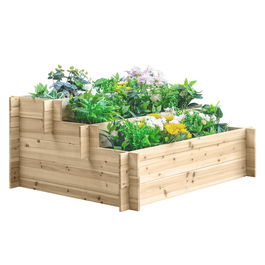 Outsunny Jardiniera din Lemn pe 3 Nivele pentru Gradina, 120x100x54cm | Aosom Ro
