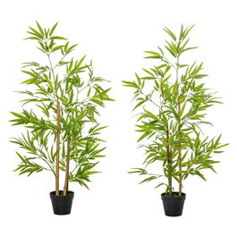 Outsunny Set 2 Plante de Bambus Artificiale in Ghiveci de 120cm, Decoratiune pentru Casa, Birou, Interior si Exterior