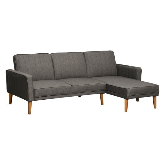HOMCOM Canapea extensibila de colt cu spatar rabatabil modular cu peninsula si cadru din lemn material textil gri