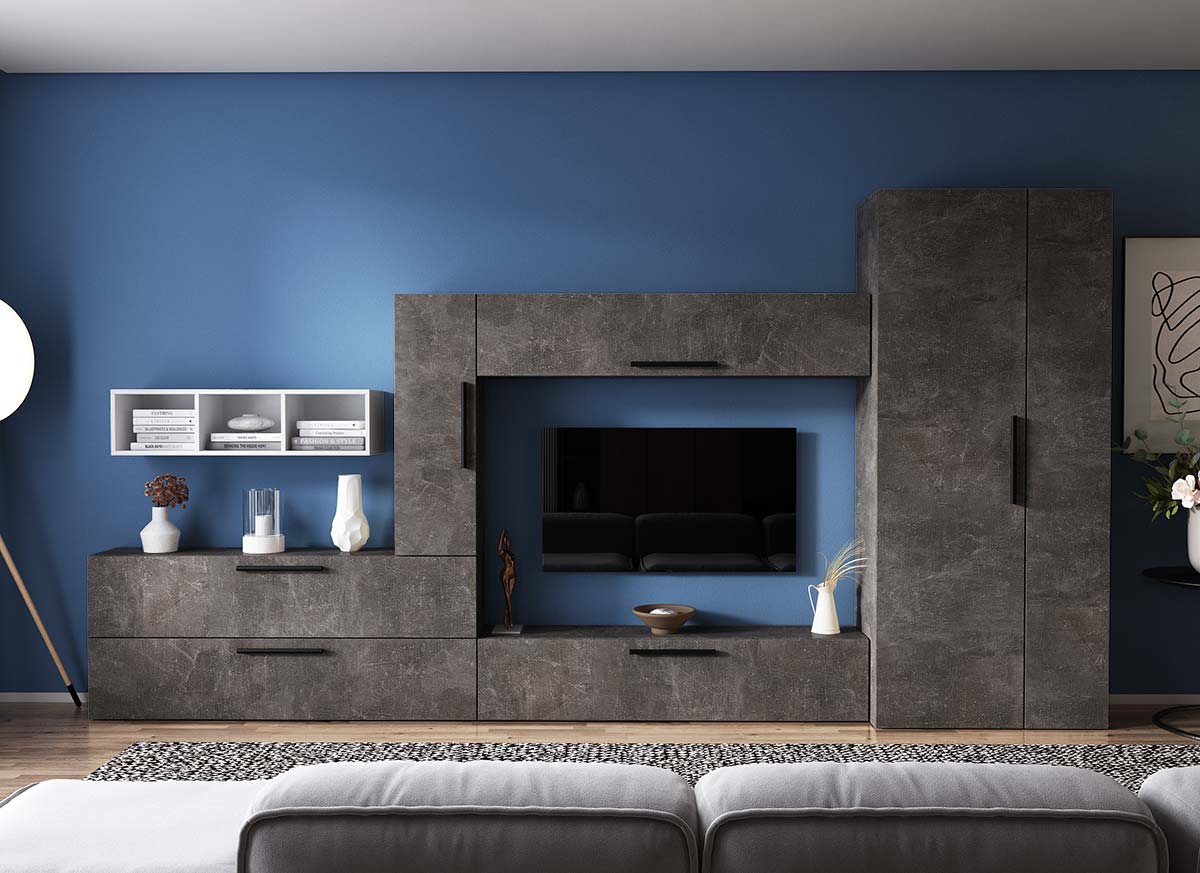 Living Pati 184 - Mobila Sufragerie Gri Beton