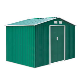 Outsunny Casuta Pentru Unelte de Gradina, sopron din Lamiera si Fier Verde 277x191x192cm