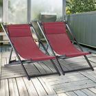 Outsunny Set de 2 Sezlonguri Rabatabile din Aluminiu si Textilen Rosu