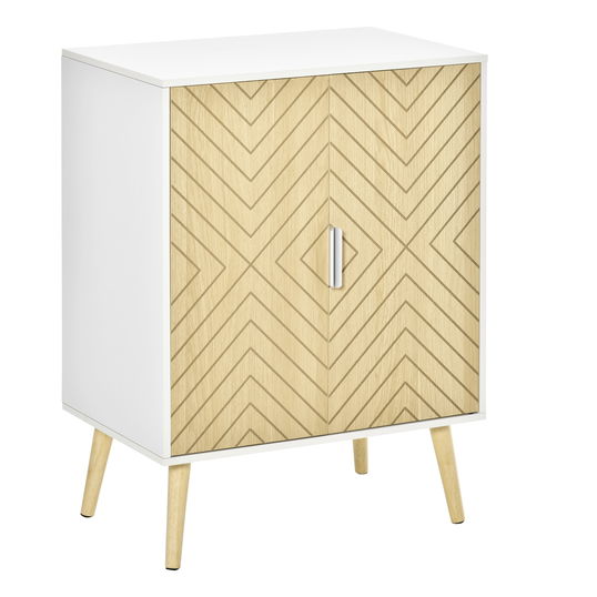 HOMCOM Bufet Modern din Lemn, Dulapior Multifunctional pentru Sufragerie, Camera sau Intrare cu 2 Usite si Etajera Reglabila, 60x40x80cm