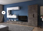Living Pati 173 - Mobila Sufragerie Gri Beton + Alb