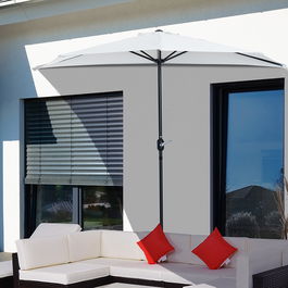 Outsunny Umbrela Semicirculara Impermeabila Protectie UV Alba 269x138x236cm