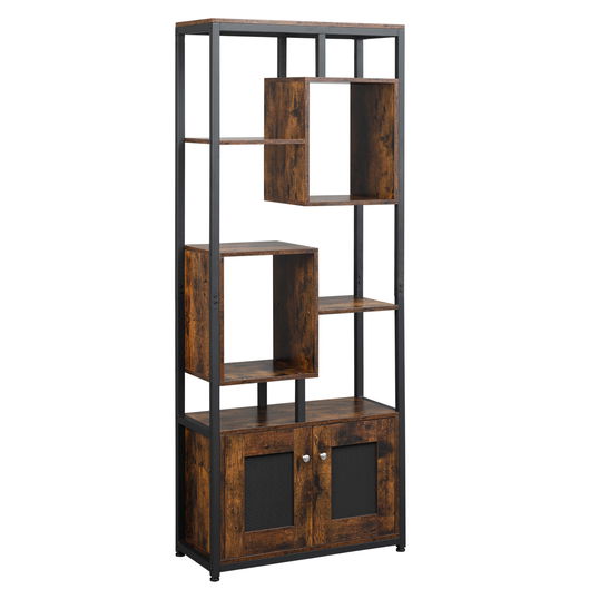 HomCom biblioteca stil industrial, 70x30x180cm, maro | AOSOM RO
