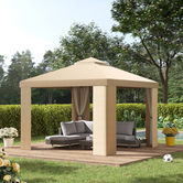 Outsunny Foisor de Gradina cu plasa de tantari 3x3m si acoperis pe 2 niveluri, Metal