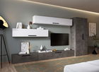 Living Pati 207 - Mobila Sufragerie Gri Beton + Alb