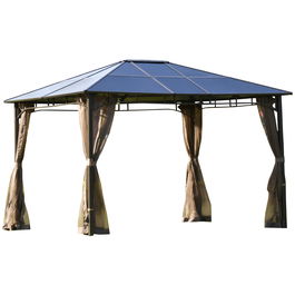 Outsunny Gradina Foisor cu Plasa de tantari 3.6x3m, Acoperisin Policarbonat, culoare Maro | Aosom ro