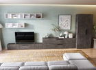 Living Pati 195 - Mobila Sufragerie Gri Beton + Alb