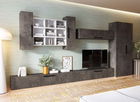 Living Pati 188 - Mobila Sufragerie Gri Beton+ Alb