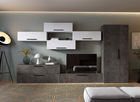 Living Pati 221 - Mobila Sufragerie Gri Beton + Alb