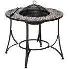 Brazier in aer liber Outsunny 3 in 1 Masuta de Gradina si Gratar pentru Barbecue din Metal si Ceramica, cu Vatrai, 75x75x60cm